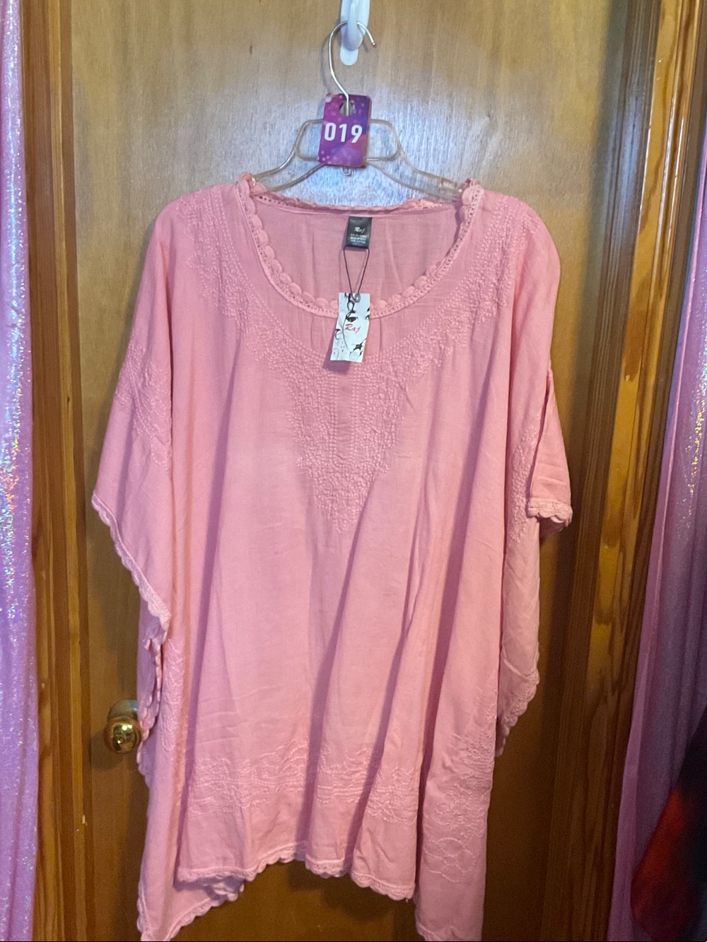 19 - Raj Pink Embroidered Flowing Tunic Top